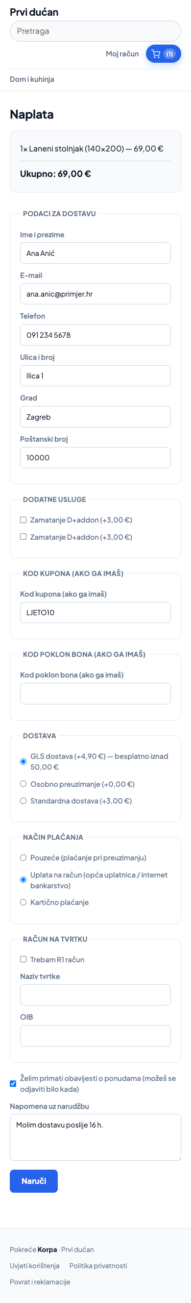 Naplata na mobitelu — virman s HUB-3 uplatnicom i pouzeće